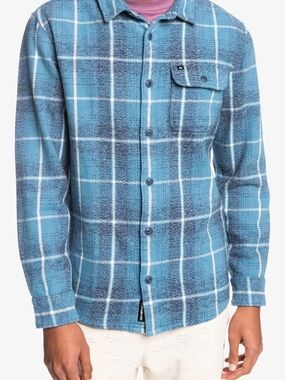 Quiksilver Blue Plaid Flannel Shirt Jacket Cotton Size Large